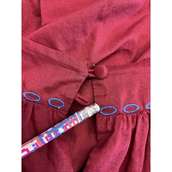 J. Crew Burgundy Size 10 Embroidered Pom Pom Tank Coastal Bohemian Summer - Picture 9 of 10